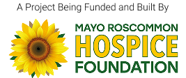 A sunflower next to the text: A Project Being Funded and Built By Mayo Roscommon Hospice Foundation and Sunflower Children's Hospice.